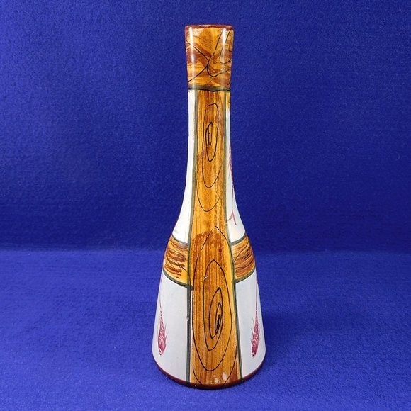 Vintage Fish Fossil Blue Vase Italy Signed Mid Century Modern 9.5" - Picture 6 of 12